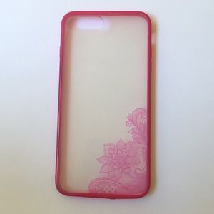 iPhone 6+, 7+, 8+ clear case with pink flowers